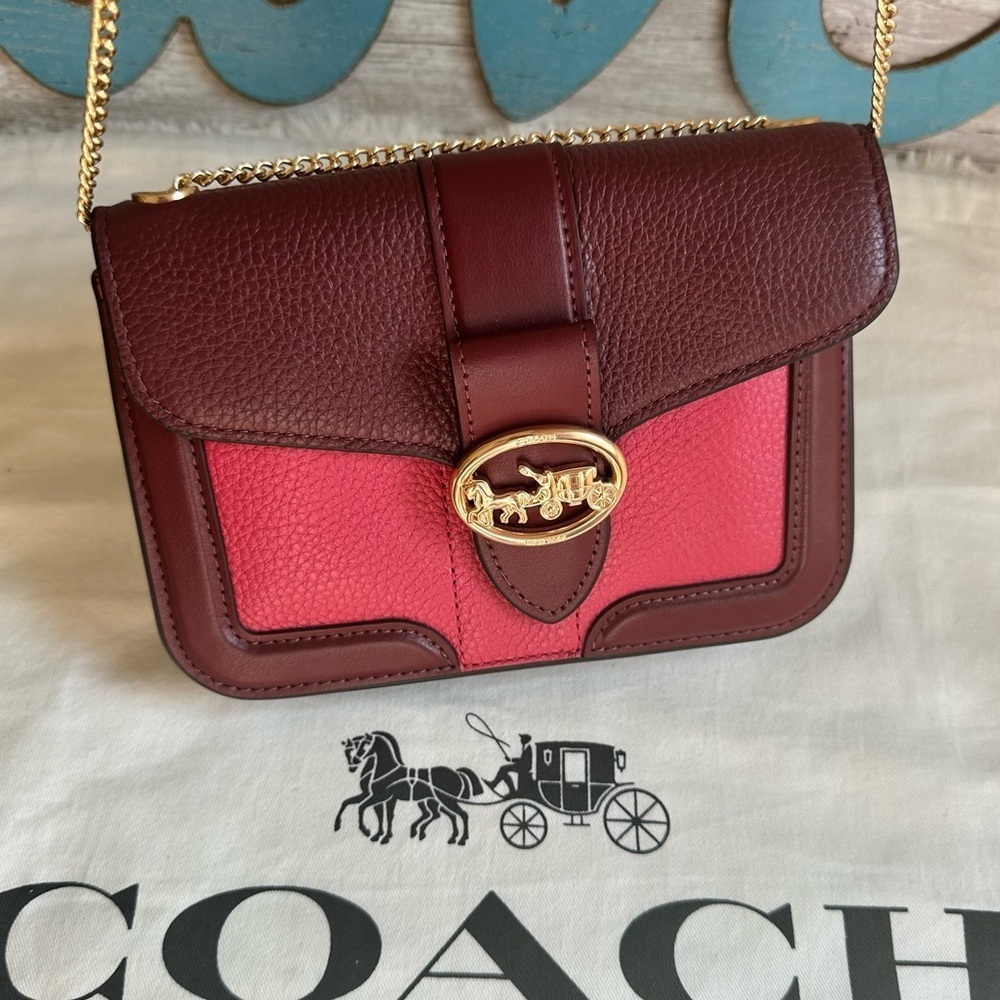 COACH NWOT Georgie Crossbody Oxblood & Wine Leather Mini Clutch Bag 7287 - Picture 5 of 17